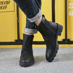 Spring 2022 Men's Boots Korean Trend British British Wind high -top men's shoes thick bottom Martin boots leather boots men