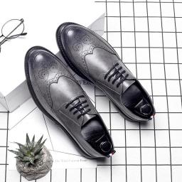 Spring Bollock men's shoes carved retro British round head Korean version of breathable shoes leisure