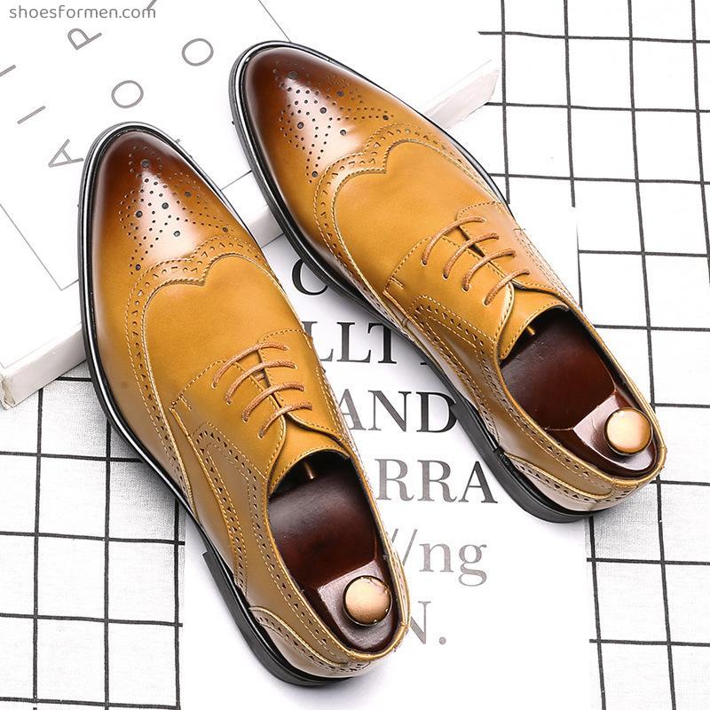 Spring and autumn Bollock men's shoes business casual breathable shoes fashion carved new leather shoes