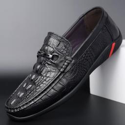 Spring and autumn black leather men's shoes soft side bean shoes men's foot driving casual shoes breathable anti-slip shoes