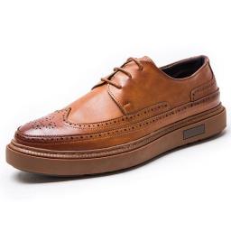Spring and autumn new Bollock men's shoes Oxford shoes carved shoes trend men's casual latte shoes
