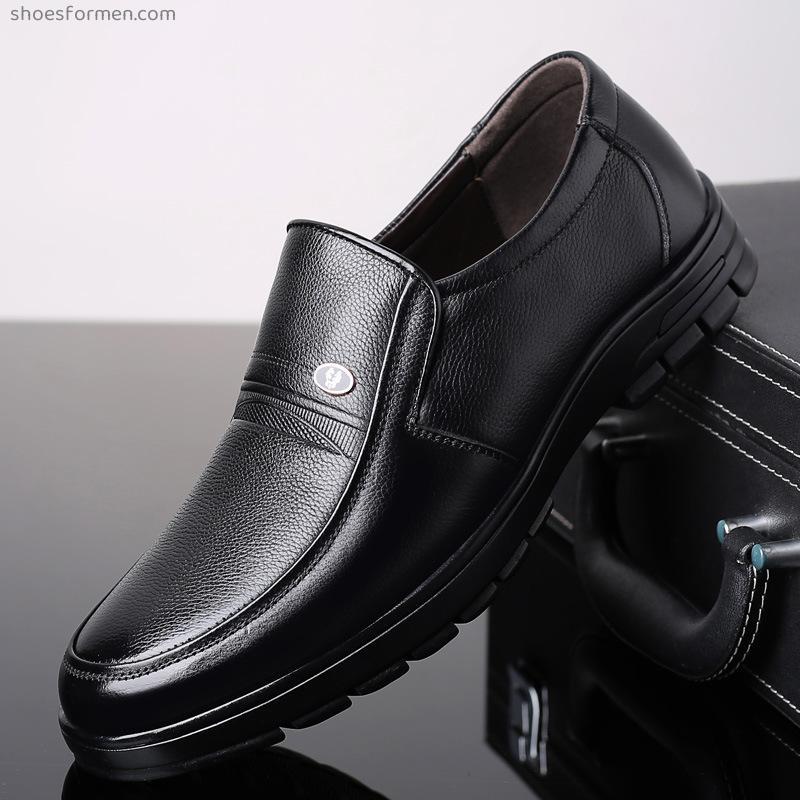 Spring and autumn new men's leather business casual leather shoes men's middle-aged father shoes leather shoes