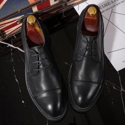Spring and summer breathable low-top business dress black rubber spot three joints increase occupational pointed shoes