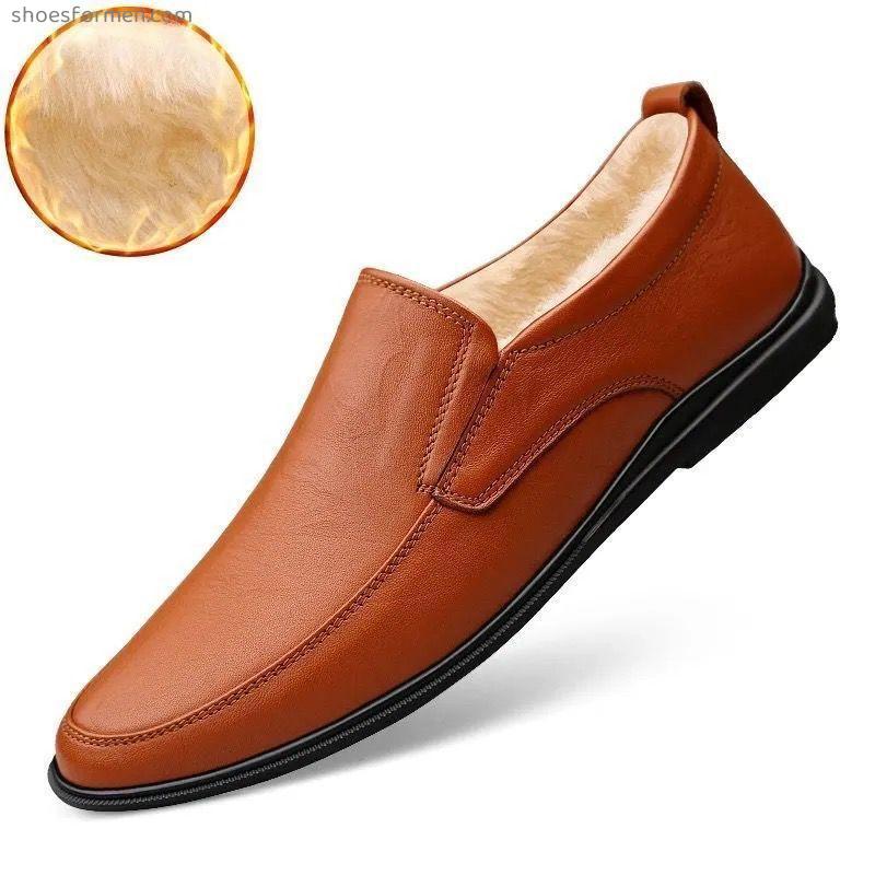 Spring and summer business casual leather shoes lazy shoes four seasons single shoes flat bottom driving shoe bean bean shoes cowhide men's shoes leather shoes men