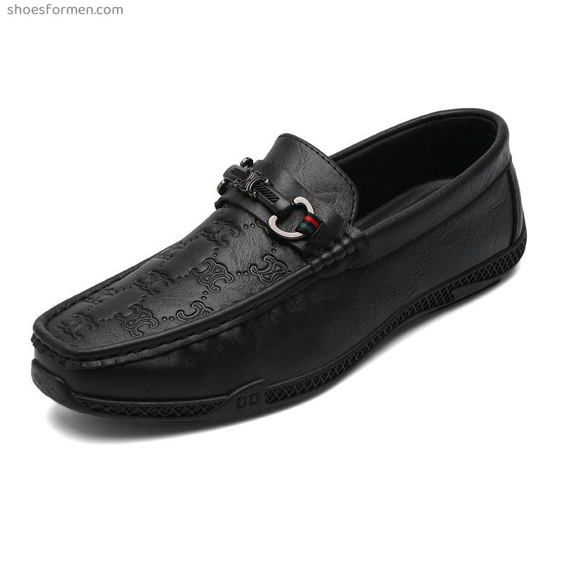 Spring and summer casual leather shoes male kick lazy shoes youth tide shoes flat bottom driving shoes bean bean shoes small leather shoes men's shoes