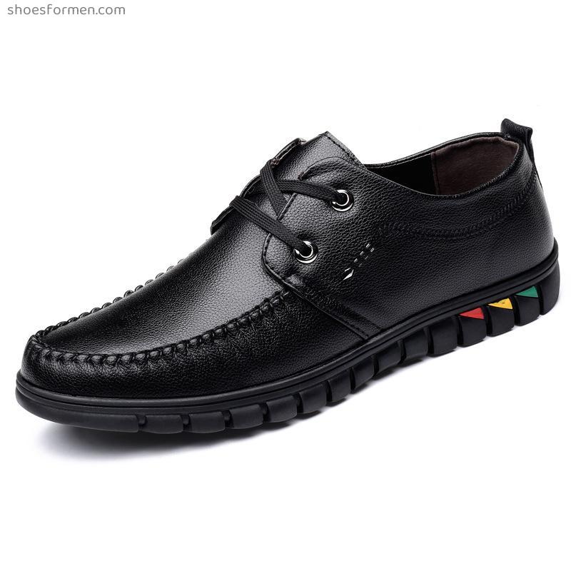 Spring and summer casual leather shoes men's flat -bottomed anti -skids, driving shoes, bean bean shoes handmade shoes, single shoes leather shoes men's shoes