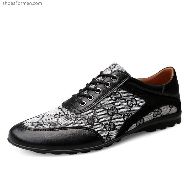 Spring and summer new mesh toe -leather low -top shoes men's round head leisure shoes driving shoes