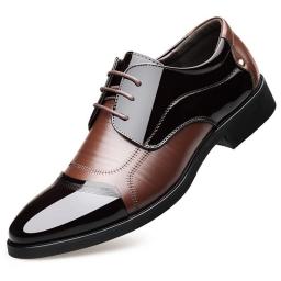 Spring explosion models large size men's shoes breathable business dress men's leather shoes patent leather plus velvet