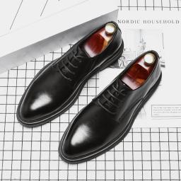 Spring Leather Men's Shoes Business Casual Dress Wedding Shoes British Youth Fashion Office Shoes Men
