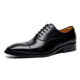 Spring new leather shoes men's leather three joint business men's shoes dress gentlemen handmade rubber head layer leather