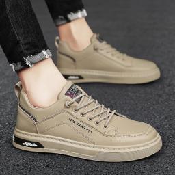 Spring new leather small white shoes boys simple versatile shoes sports style casual men's shoes low -top lace