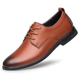 Spring new men's business casual leather shoes trend fashion lines lace -breathable casual shoes cowhide men's shoes