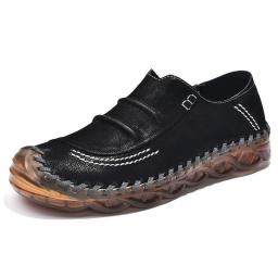 Spring new men's casual leather shoes large handmade bean bean shoes business set men's shoes