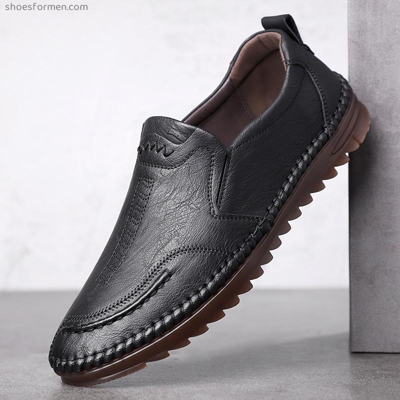 Spring new men's daily casual leather shoes men's shoes handwritten soft soft bottom casual men's shoes