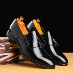 Spring new men's leather shoes business shoes dress trend British wind driving tassel men's shoes pointed foot