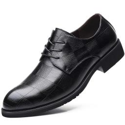 Spring new men's leather shoes leather casual business shoes increase men's shoes dress wedding shoes single shoes