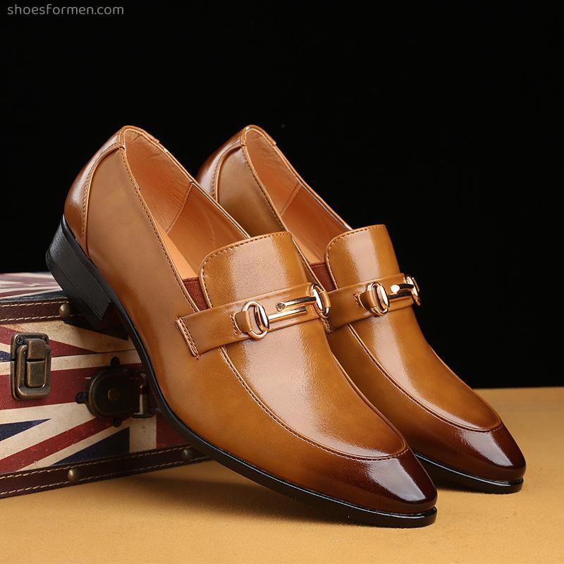 Spring new men's shoes business shoes metal buckle trend British wind driving men's shoes pointed foot