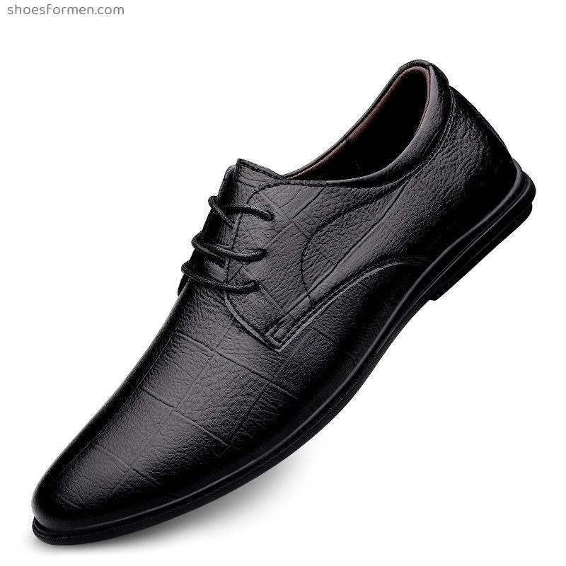 Spring new men's lace -up business casual leather shoes kraft pneumatic ...