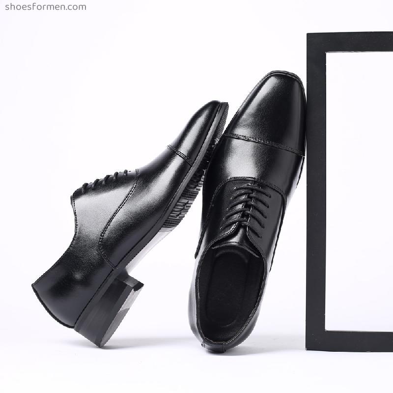 Spring pointed black business maintenance shoes men's square head Japanese three -connecting shoes large size men's shoes