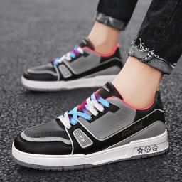 Street printing color tide shoes Men's spring sneakers sports style casual men's shoes tide leather shoes low -top new shoes