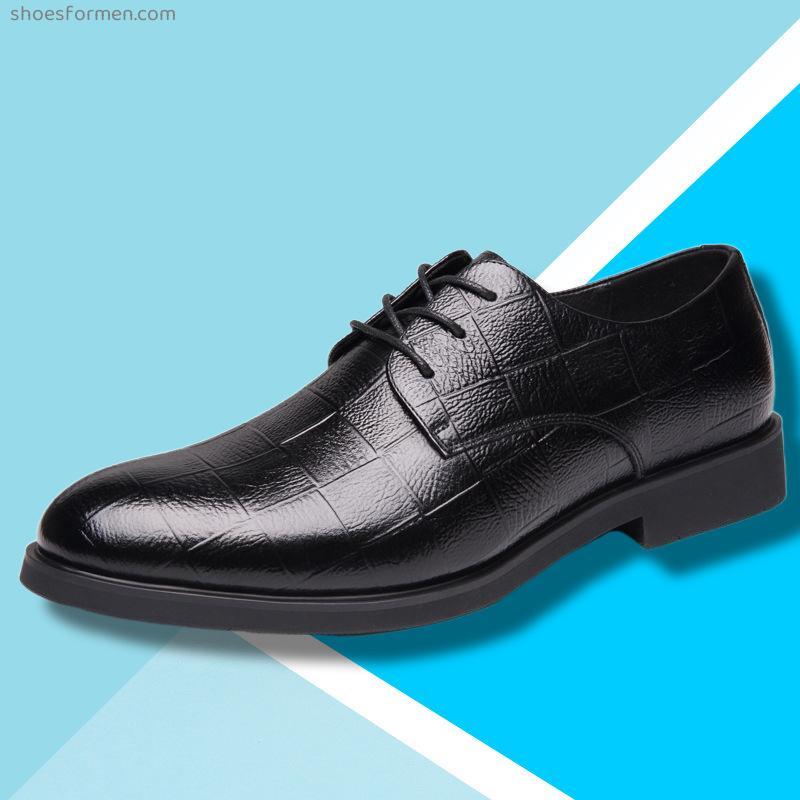 Suit men's business leather shoes formal dressing grid casual wedding shoes men's leather shoes