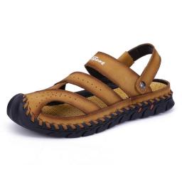 Summer Baotou Beach Double -use breathable casual slippers Outdoor kick kicking leather men's sandals