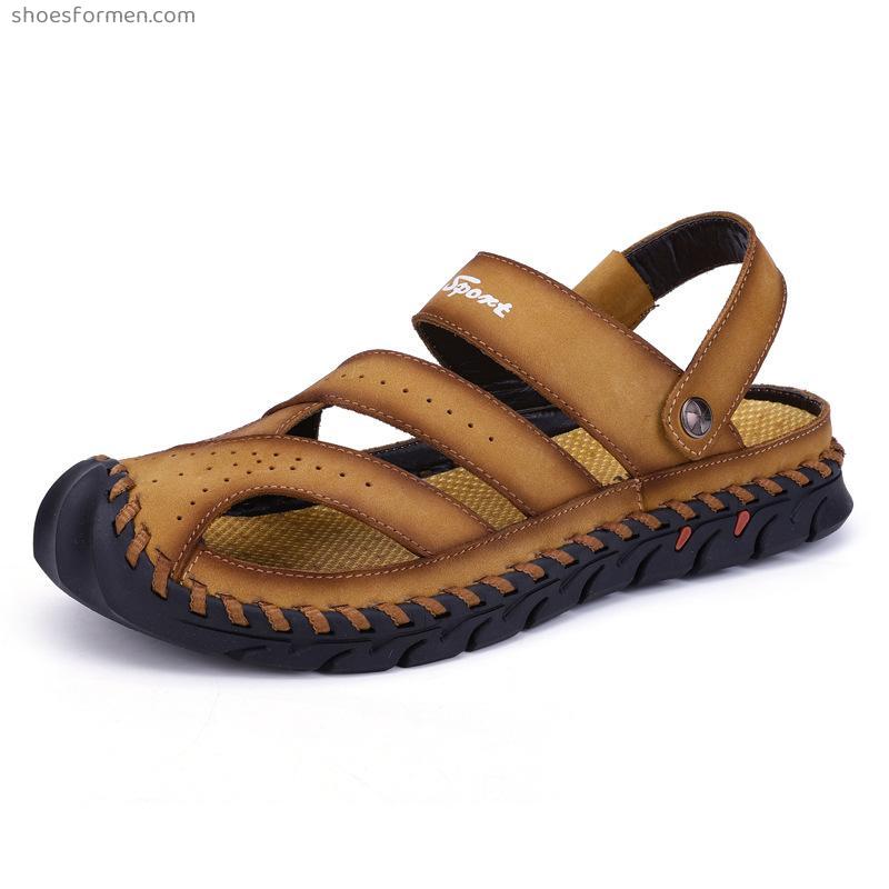 Summer Baotou Beach Double -use breathable casual slippers Outdoor kick kicking leather men's sandals