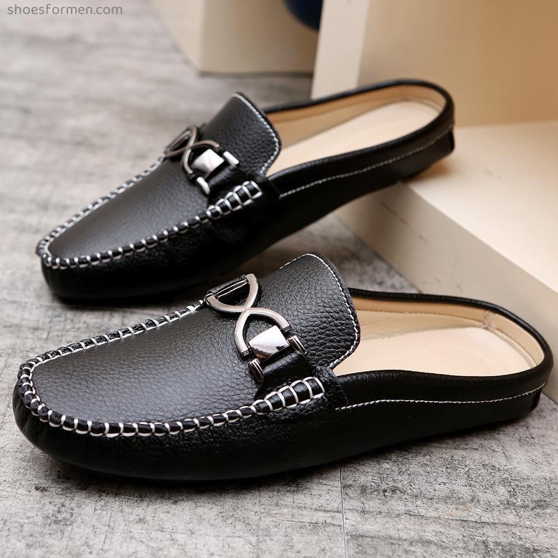 Summer Baotou metal buckle, half slippers, one pedal lazy sandals, summer outdoor leisure men's shoes, bean beans shoes