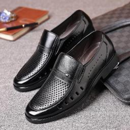 Summer business sandals Middle -aged and elderly leather shoes men's large size shoes