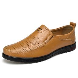 Summer Large Size Hollow Sandals Casual Men's Shoes Soft Soles Driving Shoes Lazy Shoes Cowhide Bean Bean Shoes Leather Shoes Men