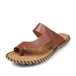 Summer Men's Sandals Oscipots Flippers Leather Face Outdoor Sports Slippers Sandy Beach Flat Sandals Men's Shoes