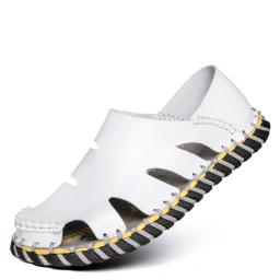 Summer men's sandals versatile casual shoes beach shoes soft leather Baotou Roman shoes tide men's sandals