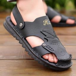 Summer new Baotou sandals men's leisure outdoor leisure bull tendon explosion beach shoes men wearing slippers