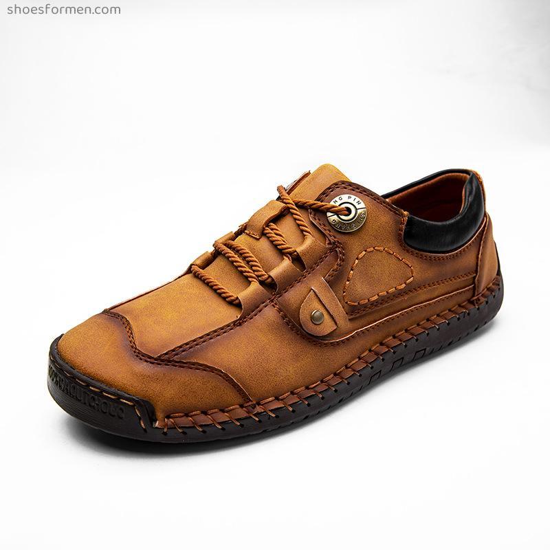 Summer new casual shoes men's large size hand -sewed bean shoes business retro casual shoes