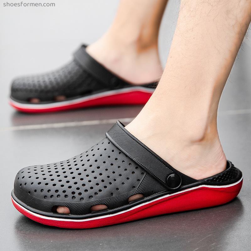 Summer new cave shoes men's trend casual anti -sliding plastic beach shoes cold drags thick bottom EVA slippers