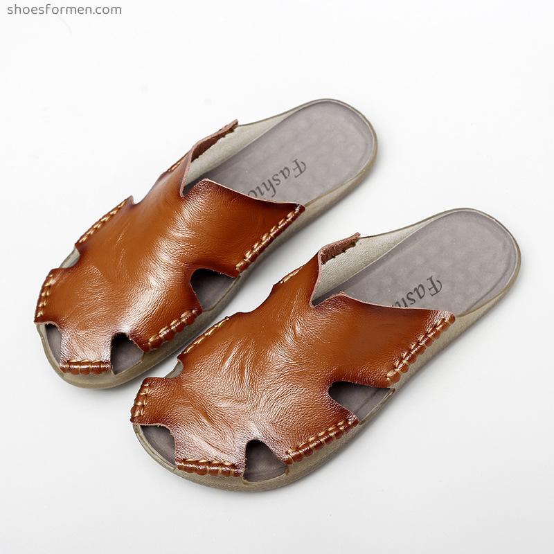 Summer new fashion outside wearing home men's sandalwood outdoor baotou men's beach sandals sports sandals