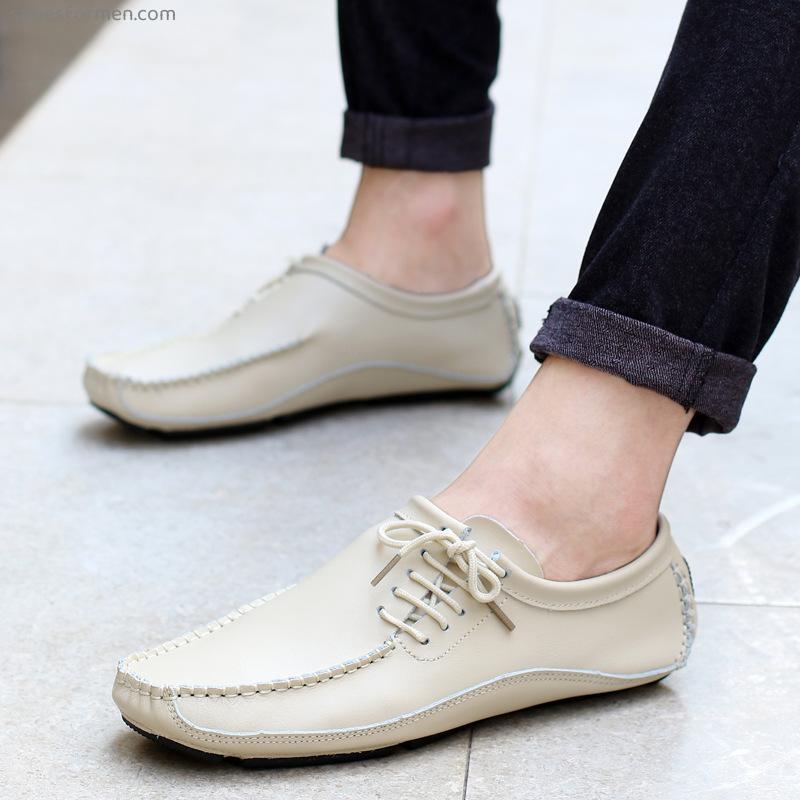 Summer new low -top driving Doudou shoes Korean version of fashion trend large size men's shoes breathable men's casual leather shoes