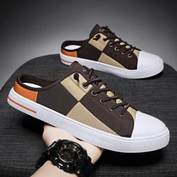 Summer new men's half -supported shoe cover foot kick lazy shoes without heels, Baitou casual shoes trend men's shoes