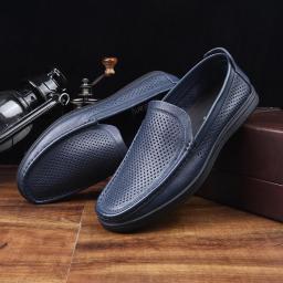 Summer New Peas Shoes Men's Leather Soft Bottom Buckles Men's Shoes Casual Shoes