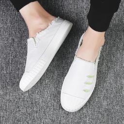 Summer pure color canvas low -top shoes 2022 Simple casual canvas, one foot pedal lazy shoes men's shoes