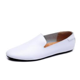 Summer single-layer soft leather shoes men's leather thin underwheld bean shoes wide mouth one foot on the shoes