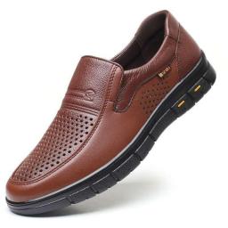 The Elderly Men's Shoes In The Leisure Summer Dad's Leather Shoes, Cowhide Breathable Men's Old Man Shoes Tide Size