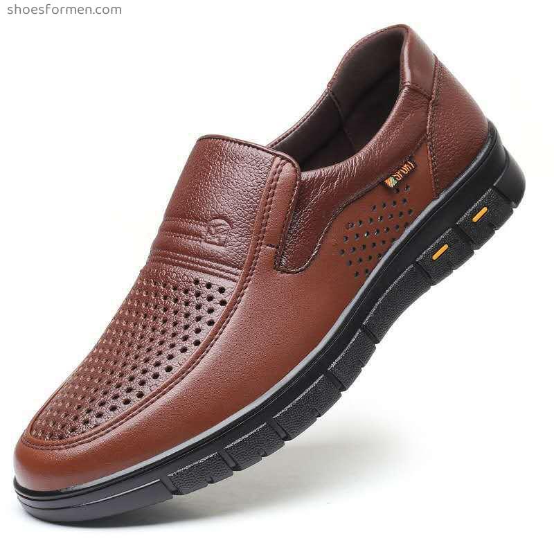 The elderly men's shoes in the leisure summer Dad's leather shoes, cowhide breathable men's old man shoes tide size