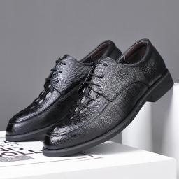 The head layer cowhide men's business leather shoes leather low -top gangsters gentleman men's shoes new British style single shoes tide