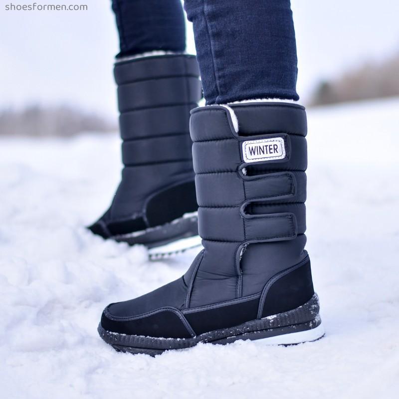 Thickened high tube snow boots plus velvet warm men's cotton shoes Northeast middle tube large size winter men's boots