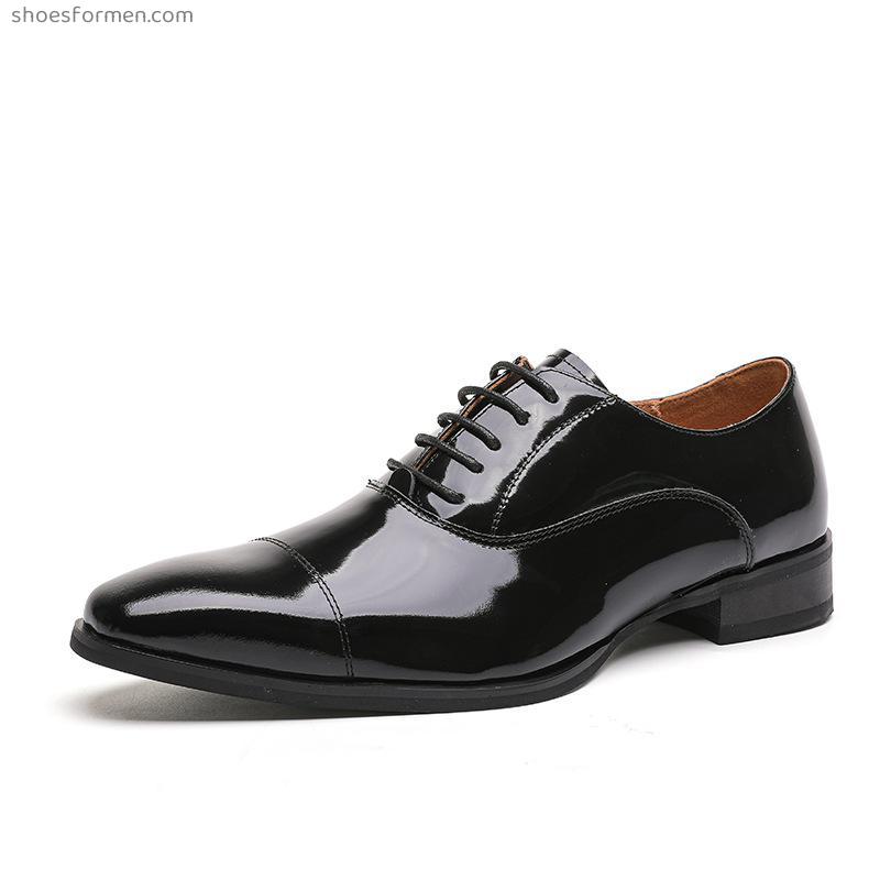 Three joint leather men's cross-border business is loading the British Oxford shoes casual leather handmade open bead patent
