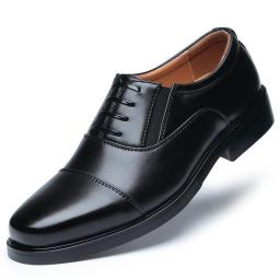 Three joint leather shoes male leather business casual men's shoes round head spring and autumn commuter dress men's work Derby shoes