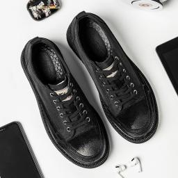 Trending board shoes men's black casual men's shoes Korean version of British style versatile low -top shoes