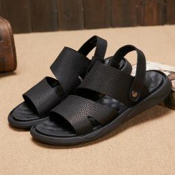 Ultra-light super soft men's sandals 2022 summer new leather online comfortable breathable two wear sandals and slippers manufacturers wholesale