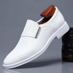 White leather shoes male summer breathable dress business derby shoes men's casual British men's shoes